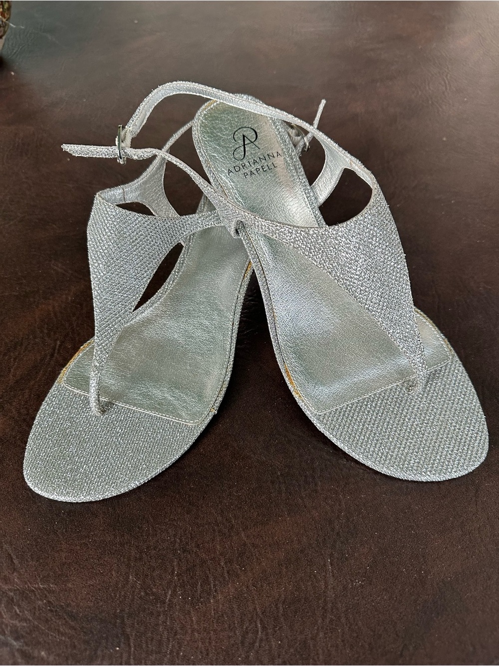Adrianna Papell Silver Glitter Slingback Sandals